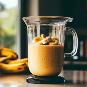 Blending Orange Banana Smoothie to a creamy texture