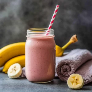 post-workout strawberry banana almond milk smoothie