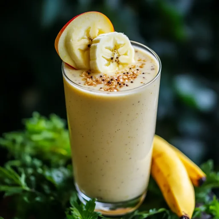 Apple Banana Smoothie in a tall glass