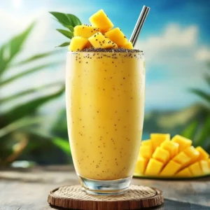 Served Banana Mango Smoothie in Chilled Glass