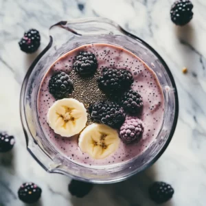 Blending Blackberry Banana Smoothie in a blender