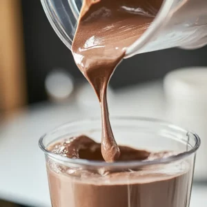 blending chocolate cottage cheese ice cream mixture