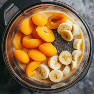 Blending Apricot Banana Smoothie ingredients