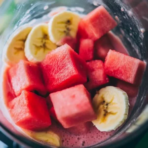 Blending Watermelon and Banana for Smoothie