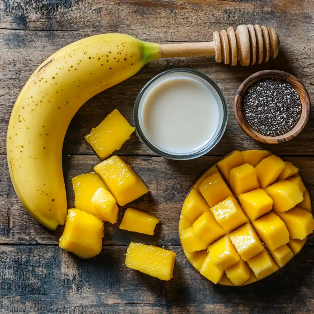 mango-banana-smoothie-ingredients Fresh Mango Chunks and Bananas for Smoothie