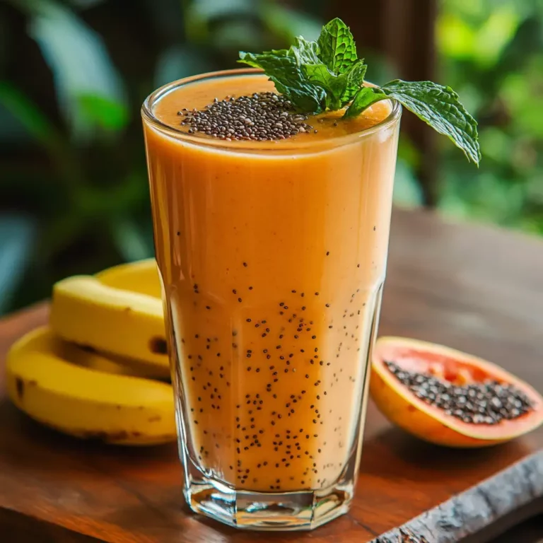 Papaya and Banana Smoothie in a Glass