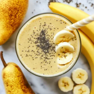 Vegan Pear Banana Smoothie in a Glass