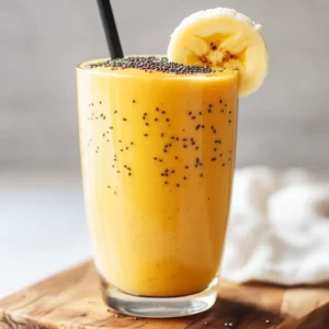 Served Apricot Banana Smoothie with fresh garnish
