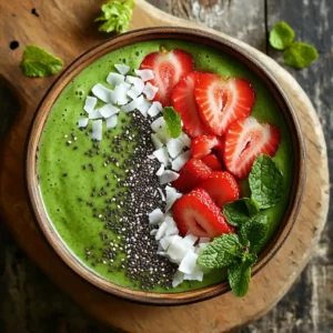 Serving Strawberry Avocado Green Smoothie Bowl