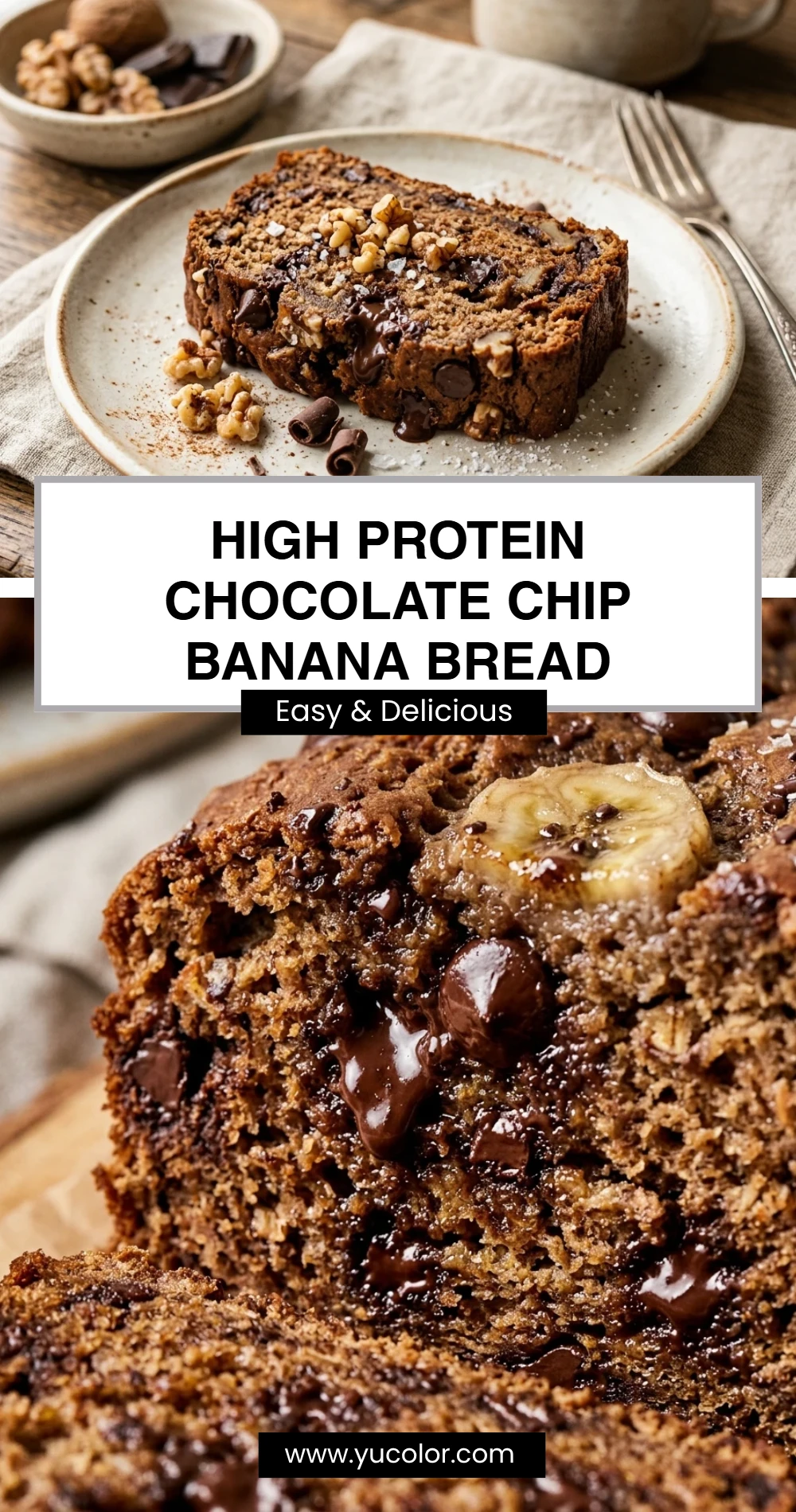 High Protein Chocolate Chip Banana Bread
